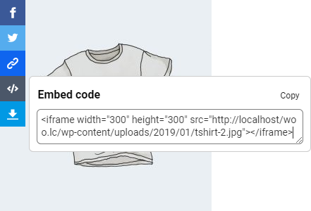 Embed code button