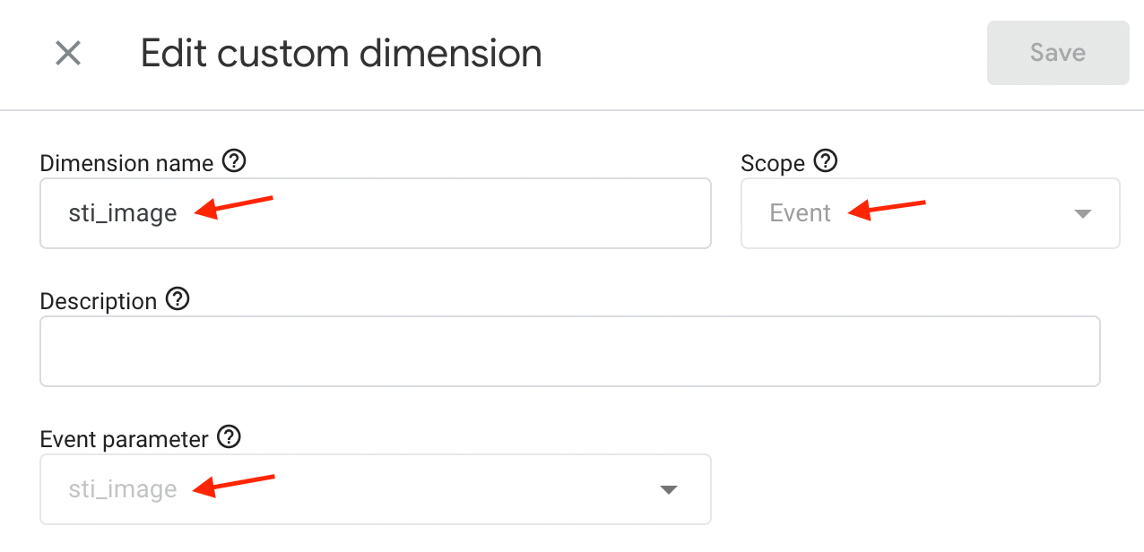 Creating a new custom dimension sti_image