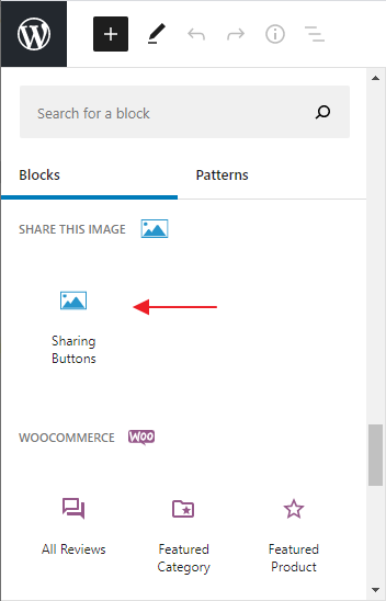 Plugin sharing buttons block for Gutenberg