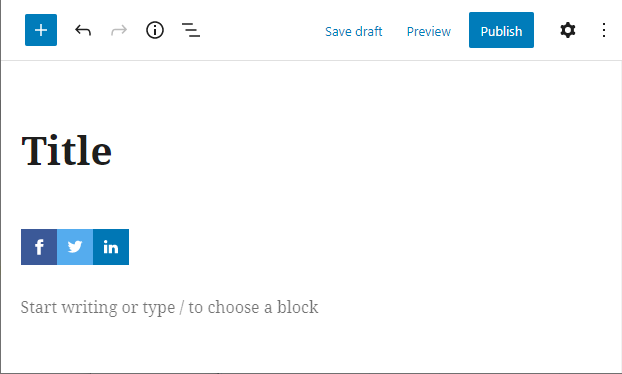 Plugin sharing buttons block on editor page