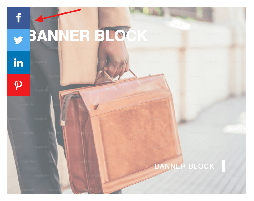 Banner block with sharing buttons