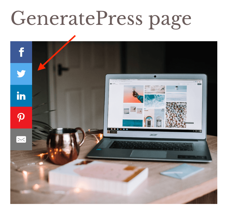 Sharing buttons inside the GeneratePress theme page