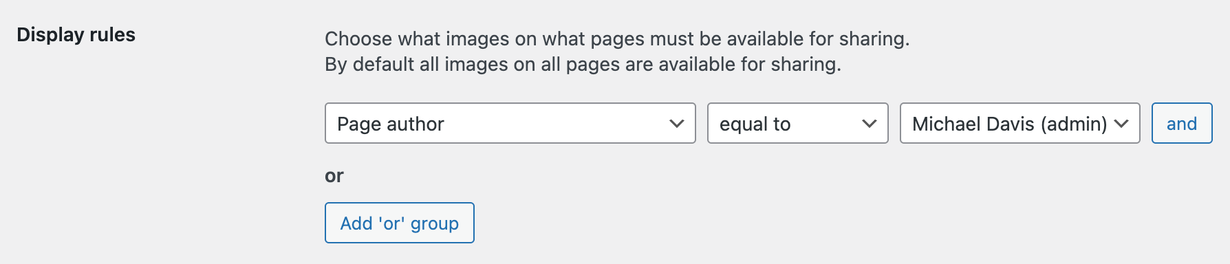 New Page Author display rule