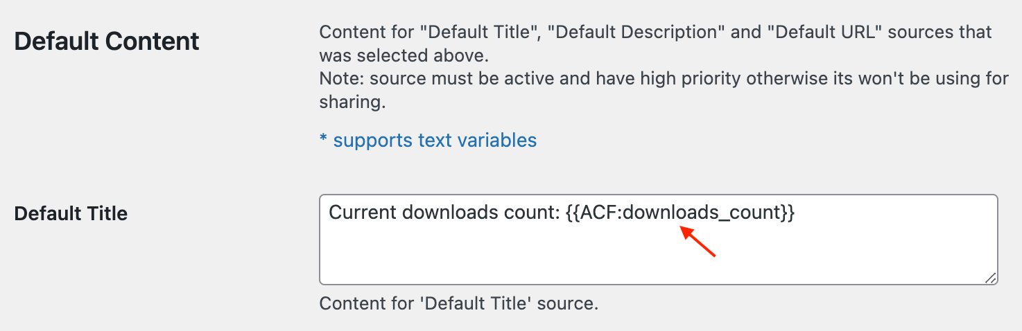 Use text variables for ACF fields