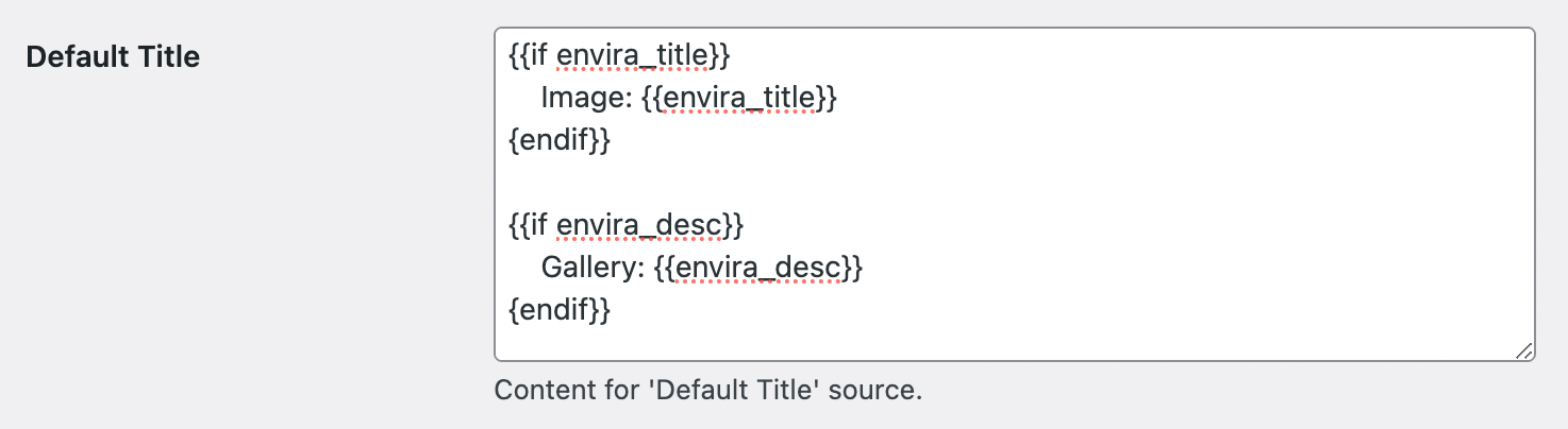 Value for Default Title option with conditions